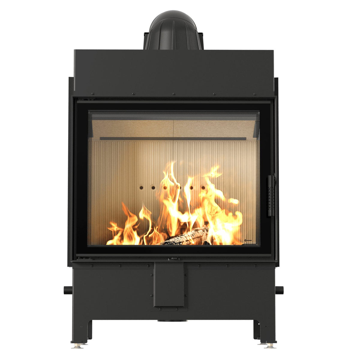Kratki LUCY 15 inbouwhaard hout van 15 kW met brandend vuur