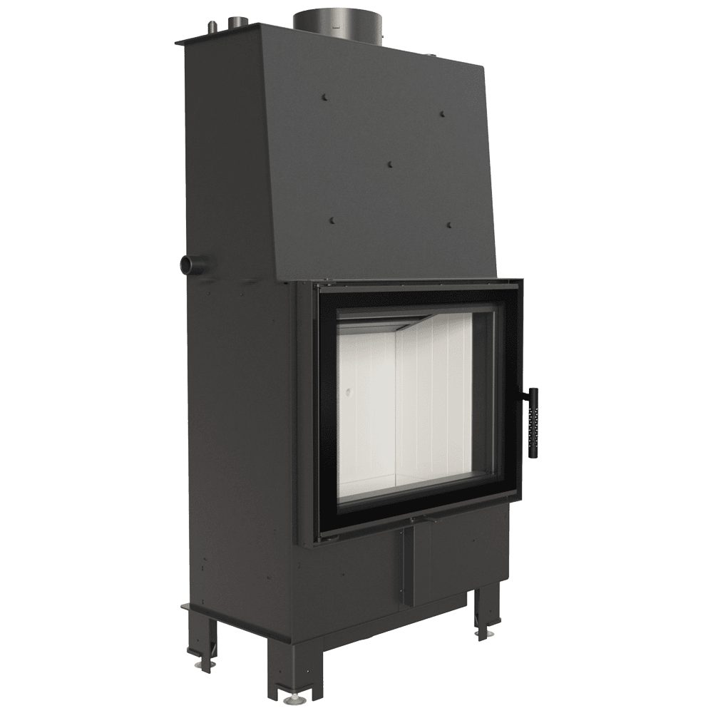 Kratki LUCY PW 12 inbouwhaard met watervoering, vooraanzicht met witte Thermotec-bekleding