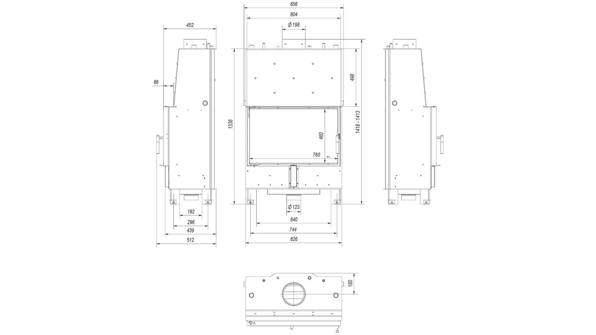 Technische maattekening van de Kratki LUCY PW 16 met watervoering