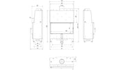 Technische maattekening van de Kratki LUCY PW 20 met watervoering