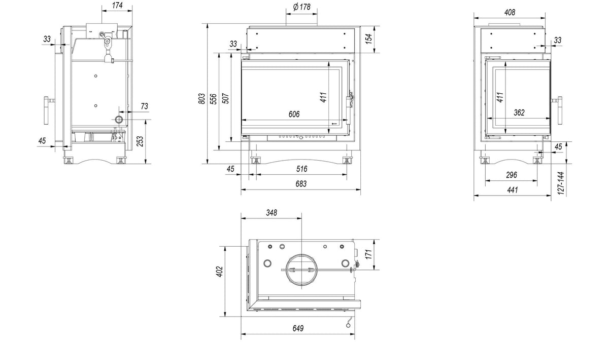 Maattekening van de Kratki MAJA PW BS DECO links