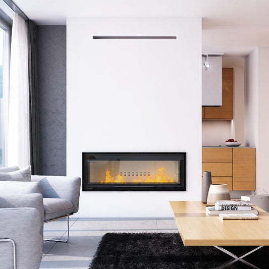 Kratki MB 120 G brede inbouwhaard hout met liftdeur, vooraanzicht