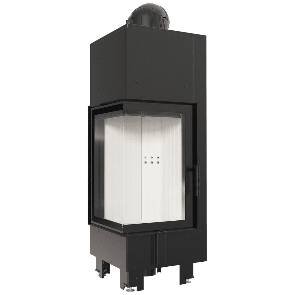Kratki MBN 680 hoekinbouwhaard hout 10 kW, hoek links – productfoto