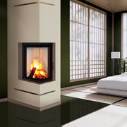 Kratki MBN 680 hoekinbouwhaard hout 10 kW, hoek links – productfoto