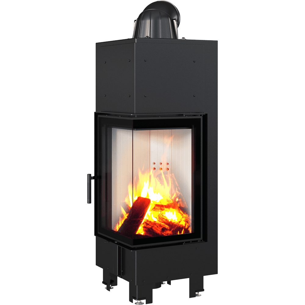 Kratki MBN 680 hoekinbouwhaard hout 10 kW, hoek rechts – sfeerbeeld
