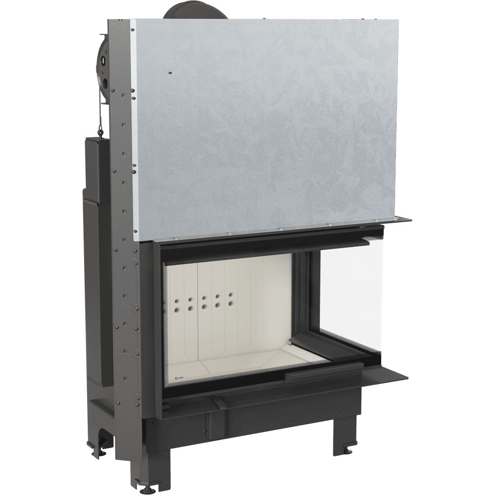 Kratki MBO inbouwhaard hout 15 kW, hoek rechts met liftdeur – productfoto