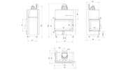 Kratki MBO inbouwhaard hout 15 kW, hoek links – technische tekening