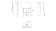 Kratki MBO inbouwhaard hout 15 kW, recht met liftdeur – technische tekening