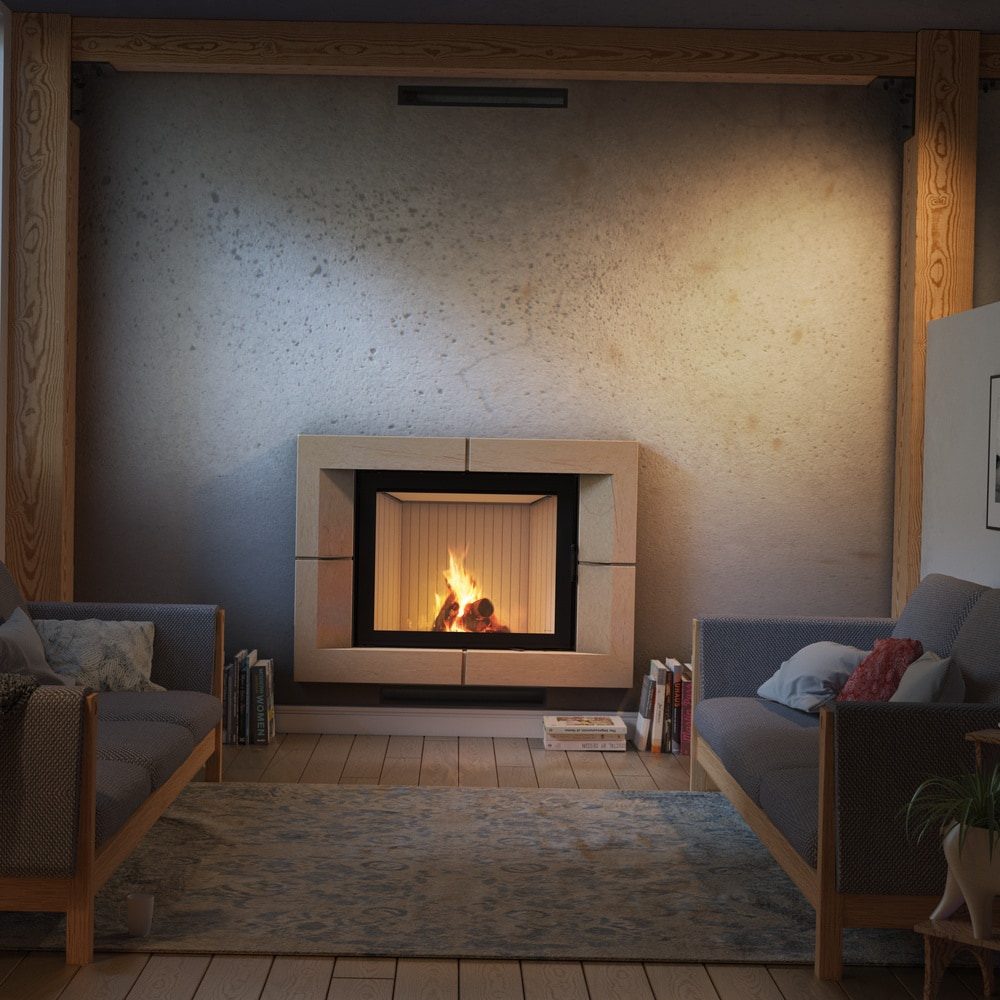 Kratki NADIA 13 inbouwhaard hout, draaideur – sfeerbeeld in een interieur