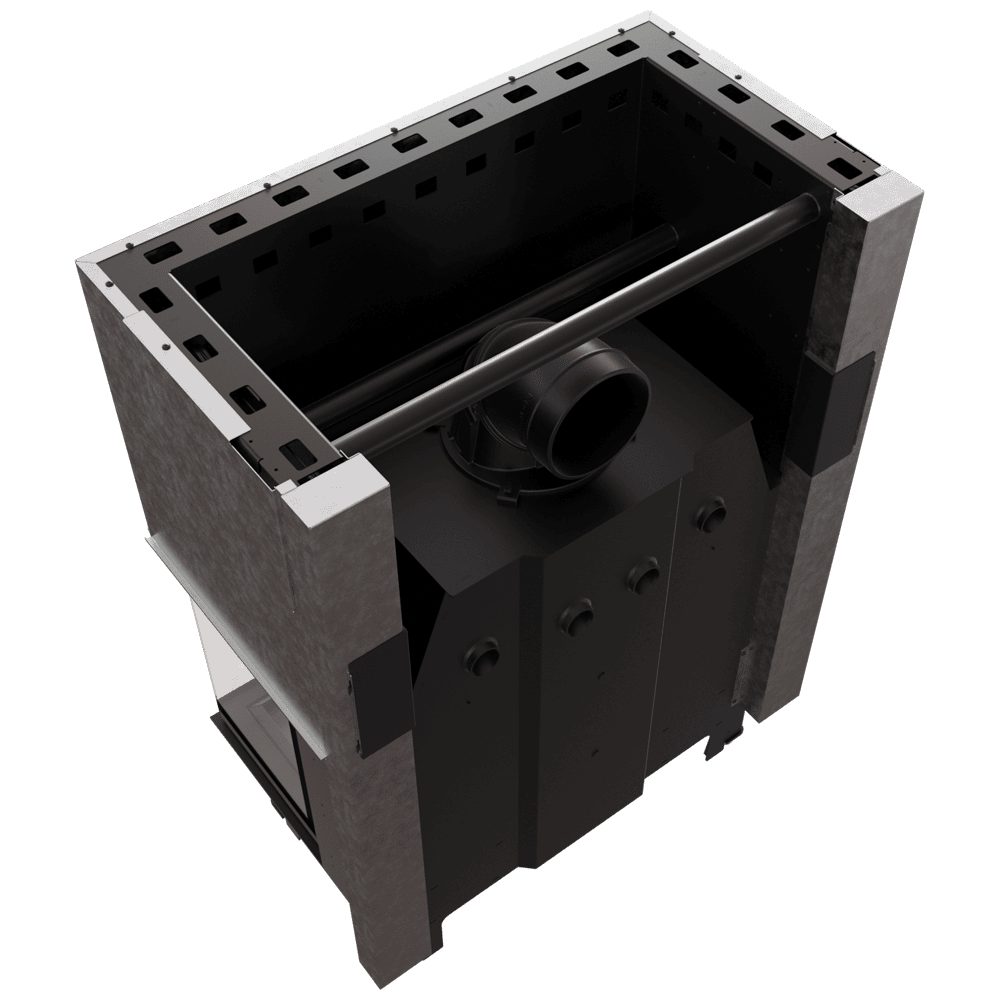Kratki NBC 1000/400 inbouwhaard hout, driezijdig met zwarte Thermotec – productfoto