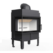 Kratki NORRA warmte-accumulerende inbouwhaard hout, hoekmodel links – productfoto
