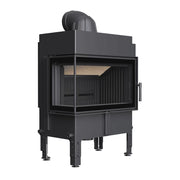 Kratki NORRA warmte-accumulerende inbouwhaard hout, hoek links, zwarte bekleding – productfoto