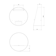 Technische tekening van de Kratki ORBE 580 wandmodel