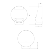 Technische tekening van de Kratki ORBE 580 staand model