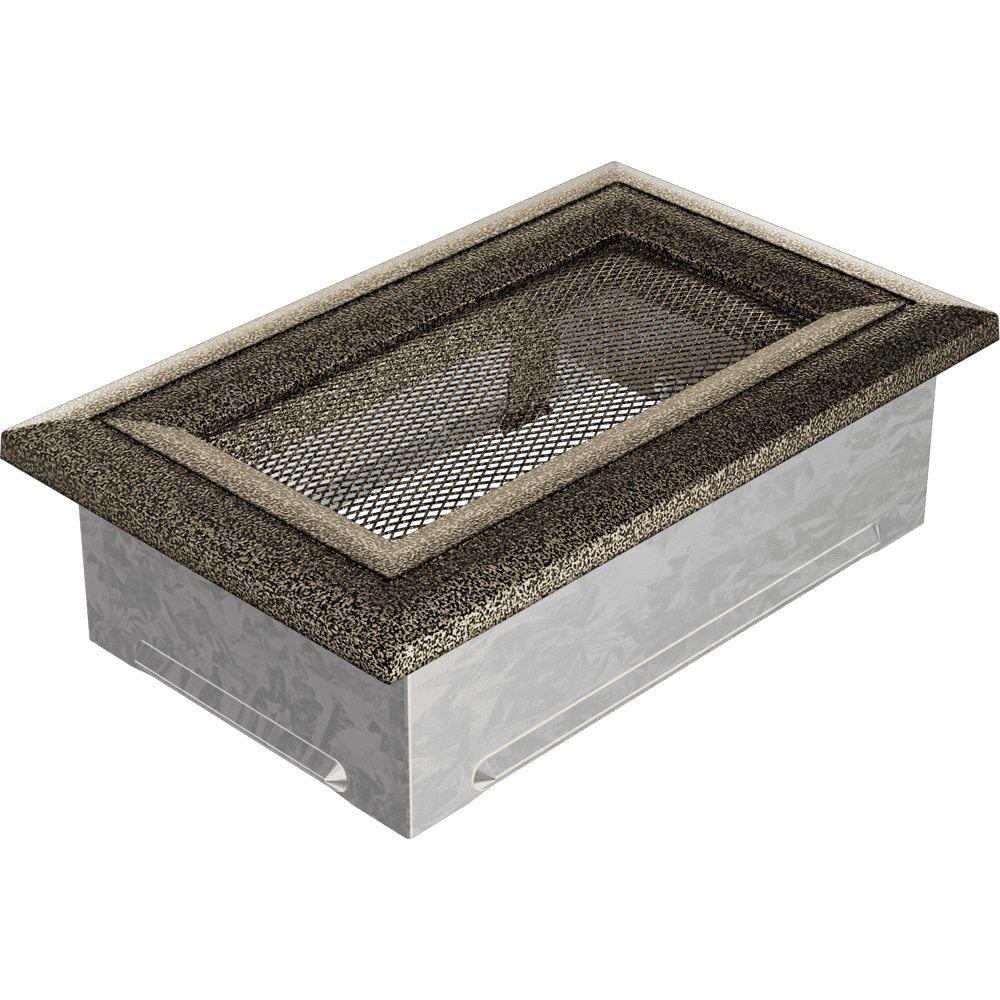 Kratki OSKAR ventilatierooster in zwart-goud, decoratief wandrooster voor warme lucht