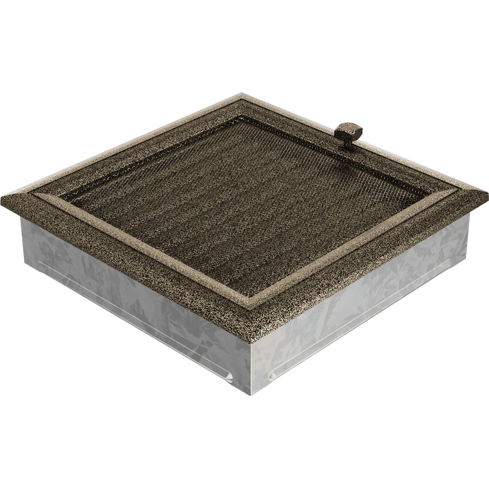 Kratki OSKAR ventilatierooster in zwart-goud, decoratief wandrooster voor warme lucht