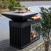 Kratki QUADRUM BBQ H/B grillhaard op hout, vooraanzicht
