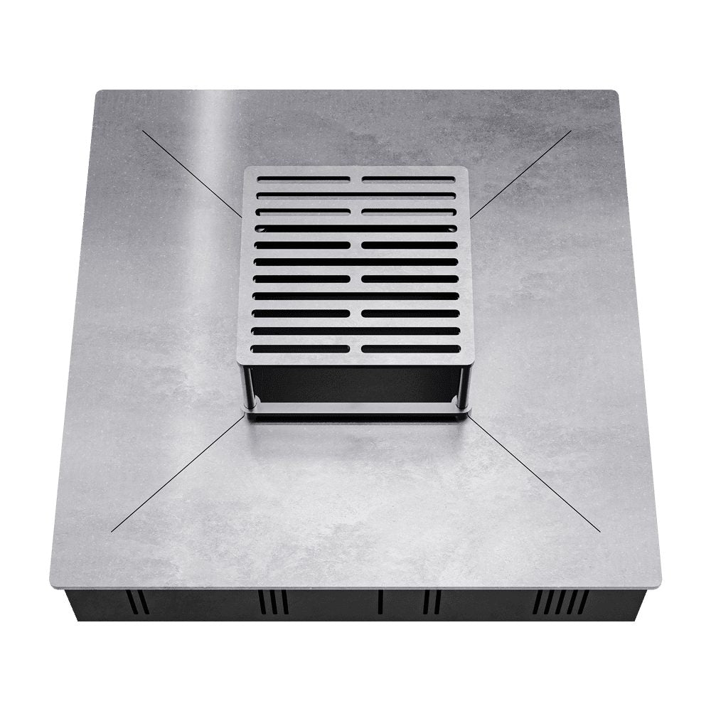 Kratki QUADRUM BBQ grillhaard van 77,4 × 77,4 cm, zijaanzicht