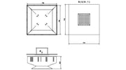 Technische tekening met afmetingen van de Kratki QUADRUM BBQ
