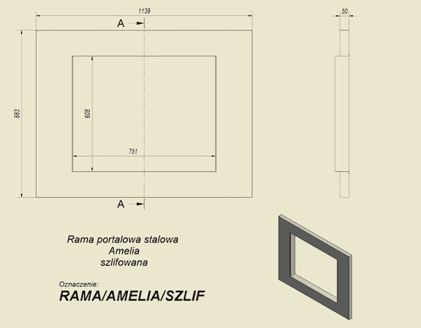 Kratki RAMA portaalframe AMELIA – maattekening