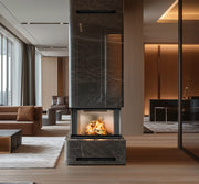 Kratki REGNOR 800/400 inbouwhaard hout, driezijdig glas met stalen stijlen – productfoto