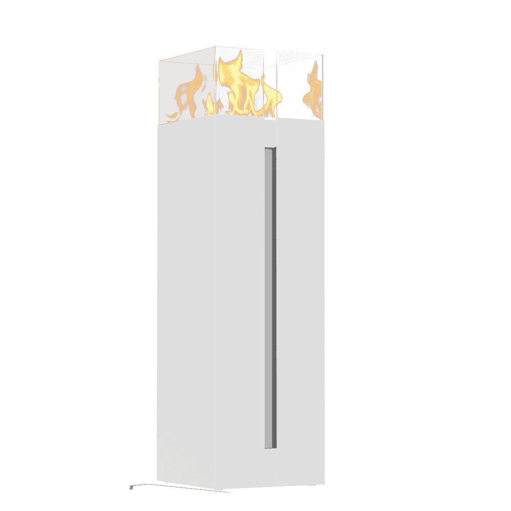 Kratki ROMEO SQUARE wit met brandende bio-ethanol vlam