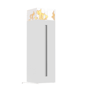 Kratki ROMEO SQUARE wit met brandende bio-ethanol vlam