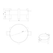 Technische tekening van de Kratki ROTONDO met grillrooster