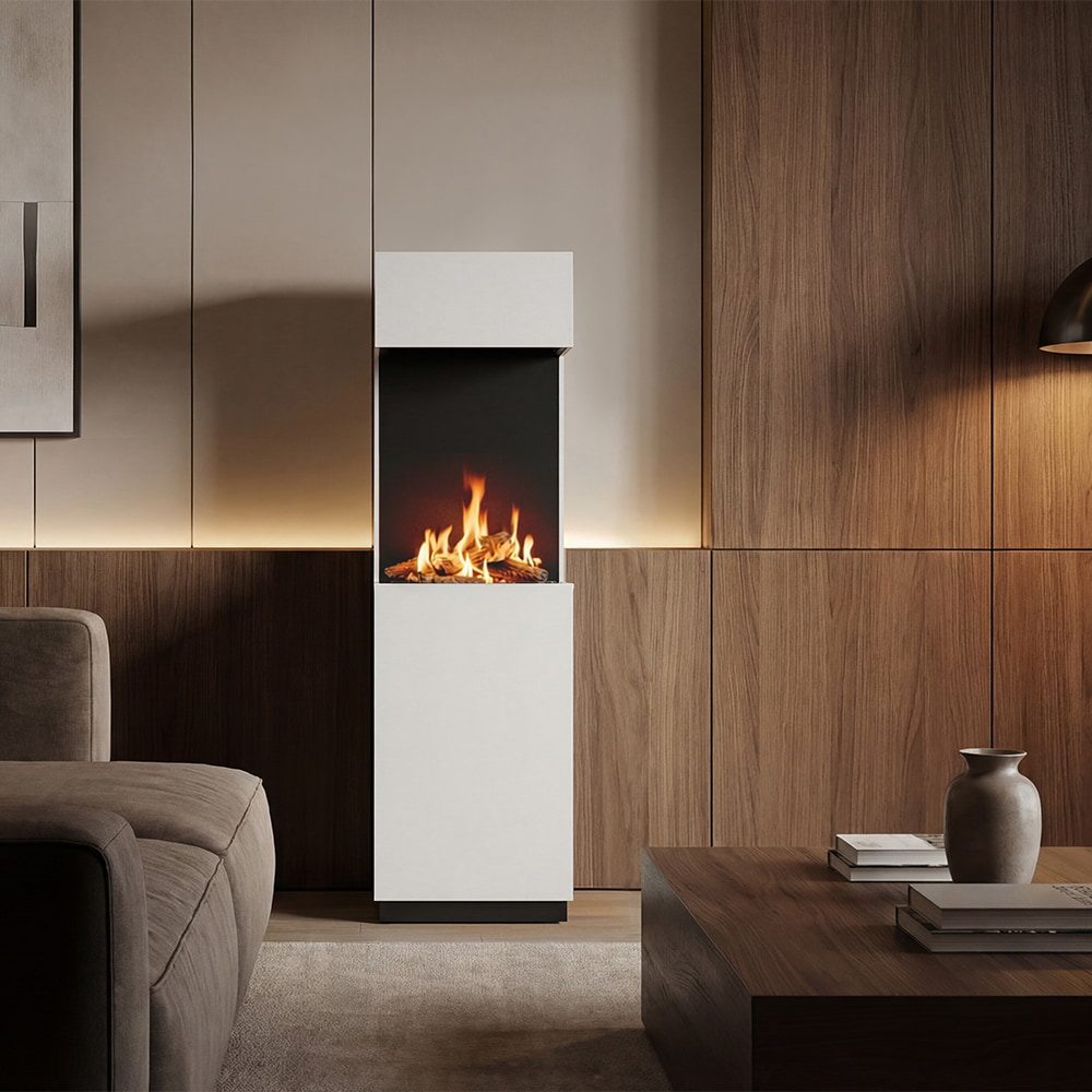 Kratki SIERRA MINI wit als slanke sfeerhaard in een woonkamer