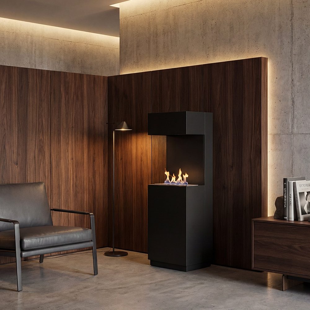 Kratki SIERRA MINI zwarte bio-ethanol haard in een interieur