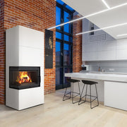 Witte Kratki SIMPLE BOX als sfeerhaard in een licht interieur