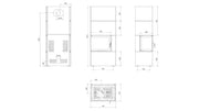Technische tekening met afmetingen van de Kratki SIMPLE BOX links