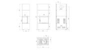 Technische tekening met afmetingen van de Kratki SIMPLE BOX rechts