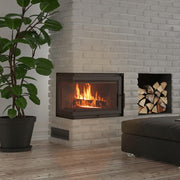 Kratki SIMPLE M gusseiserner Eck-Kamineinsatz für Holz, 8 kW, selbstschließende Tür – Produktfoto