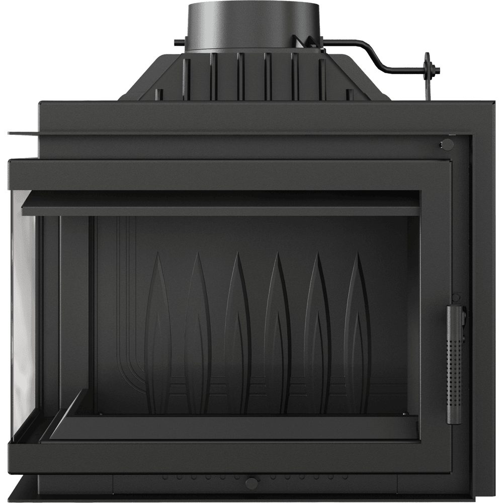 Kratki SIMPLE M gusseiserner Eck-Kamineinsatz für Holz, 8 kW, Eckmodell links – Produktfoto
