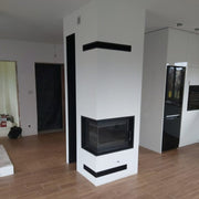 Kratki SIMPLE M gusseiserner Eck-Kamineinsatz für Holz, 8 kW, Eckmodell links – Stimmungsbild