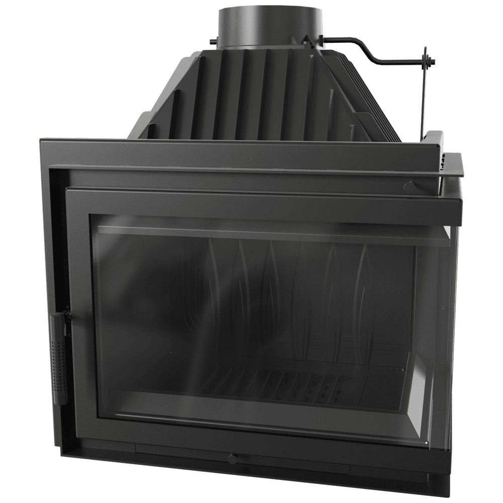Kratki SIMPLE Z gusseiserner Eck-Kamineinsatz für Holz, 15 kW, Eckmodell rechts – Produktfoto