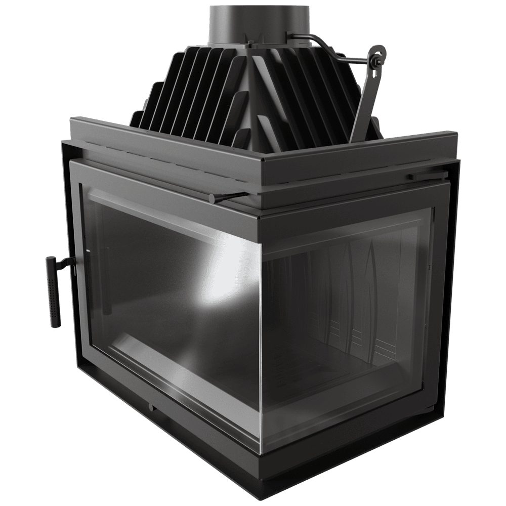 Kratki SIMPLE Z gusseiserner Eck-Kamineinsatz für Holz, 15 kW, Eckmodell rechts – Produktfoto