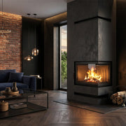 Kratki SIMPLE Z gusseiserner Eck-Kamineinsatz für Holz, 15 kW, Eckmodell rechts – Produktfoto