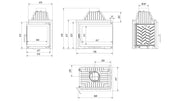 Kratki SIMPLE Z gusseiserner Eck-Kamineinsatz für Holz, 15 kW, Eckmodell rechts – Produktfoto