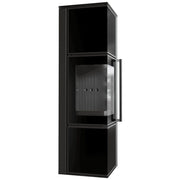 Kratki TORA M houtkachel in zwart Lacobel-glas met zwarte Thermotec-binnenbekleding