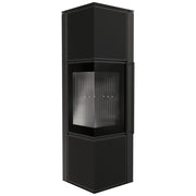 Kratki TORA M houtkachel in kwartssinter Nero Assoluto met zwarte Thermotec-binnenbekleding