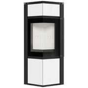 Kratki TORA S houtkachel in wit Lacobel-glas met witte binnenbekleding