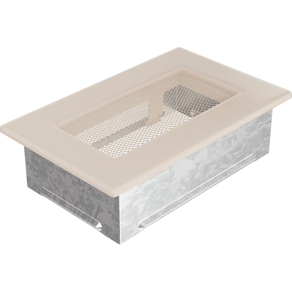 Kratki ventilatierooster in crème, decoratief wandrooster voor warme lucht