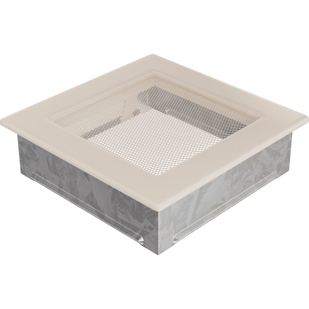 Kratki ventilatierooster in crème, decoratief wandrooster voor warme lucht