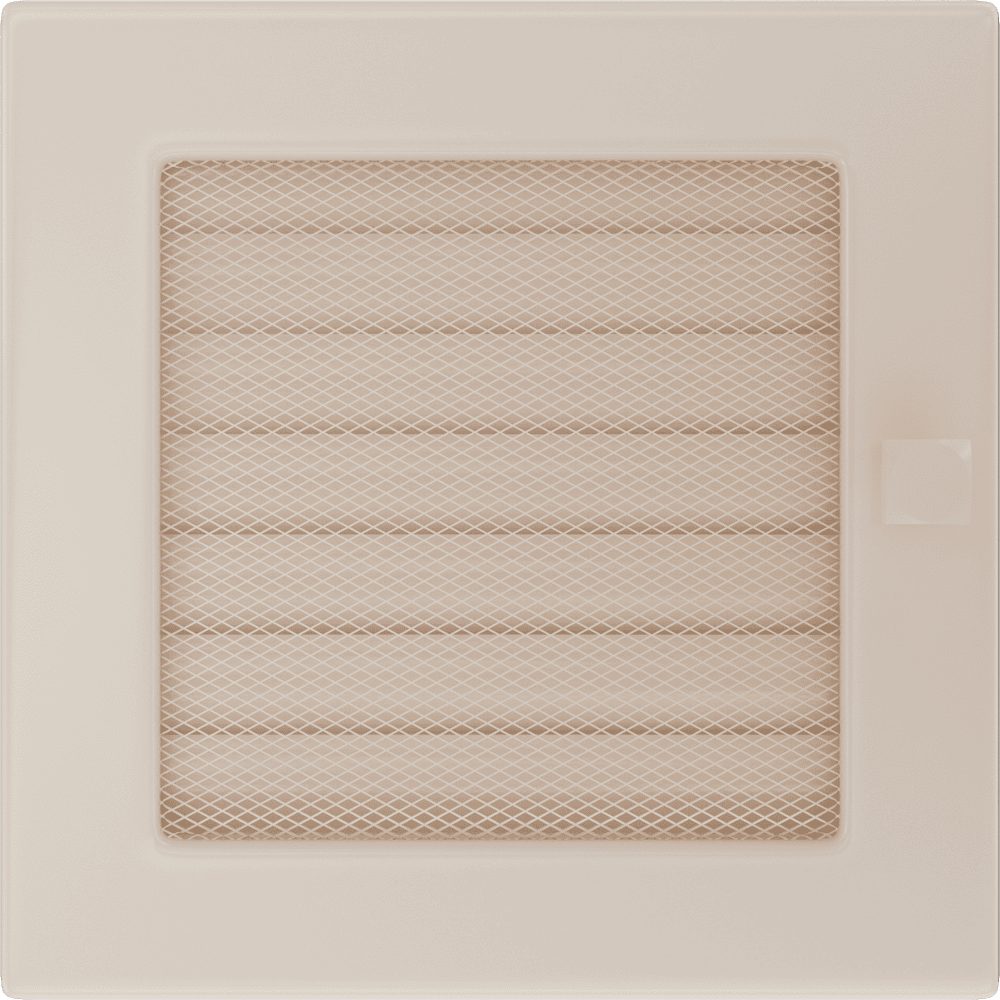 Kratki ventilatierooster in crème, decoratief wandrooster voor warme lucht