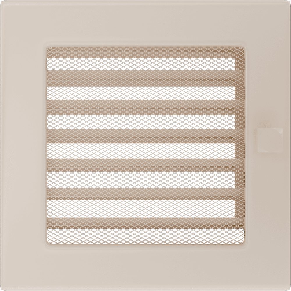 Kratki ventilatierooster in crème, decoratief wandrooster voor warme lucht