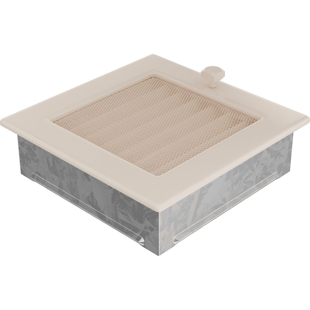 Kratki ventilatierooster in crème, decoratief wandrooster voor warme lucht
