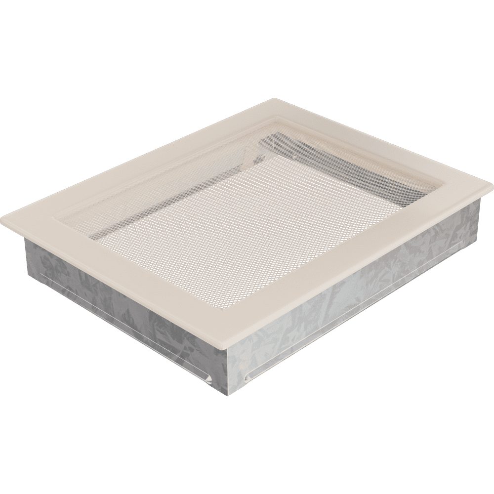 Kratki ventilatierooster in crème, decoratief wandrooster voor warme lucht