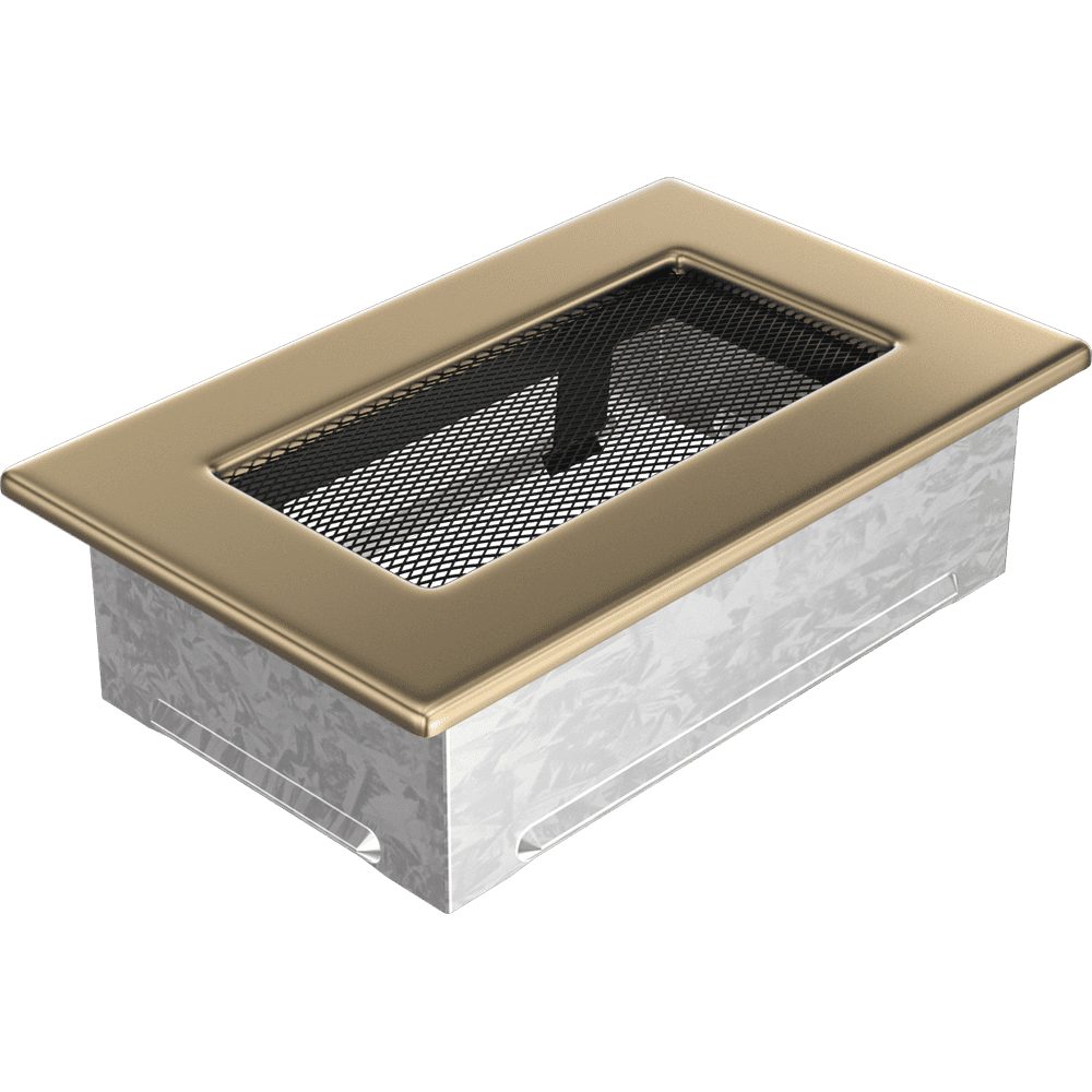 Kratki ventilatierooster in goud, decoratief wandrooster voor warme lucht